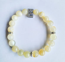 Load image into Gallery viewer, Personalized Letter Moonstone and Clear Quartz Gemstone Bracelet, Custom Initial Charm