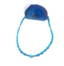 Load image into Gallery viewer, Black Obsidian and Blue Agate Beaded Necklace