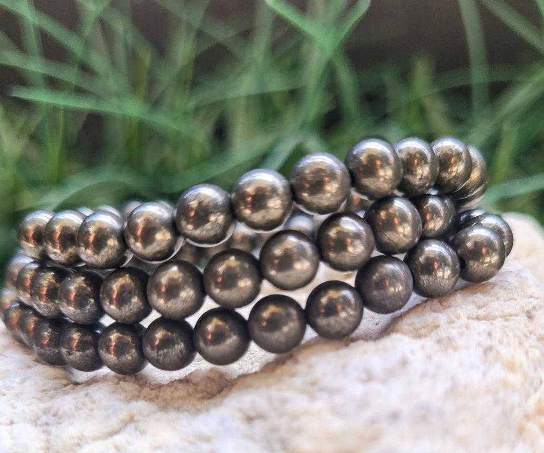 Pyrite Gemstone Bracelet 6 mm